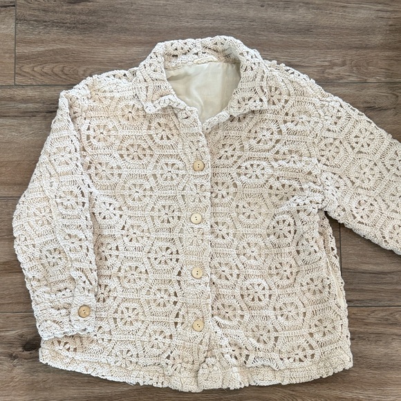 ILLA ILLA Jackets & Blazers - ILLA ILLA Handcrafted Crochet Cream Top. Cowgirl western cottage core